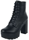 Black Low Boots with Platform Sole, Gothicana by EMP, High Heel