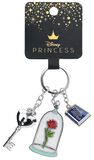 Loungefly - Belle - Key, Book and Rose Keyring, Beauty and the Beast, Keyring Pendant