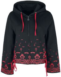 Zip hoodie with trumpet sleeves, Gothicana by EMP, Hooded zip