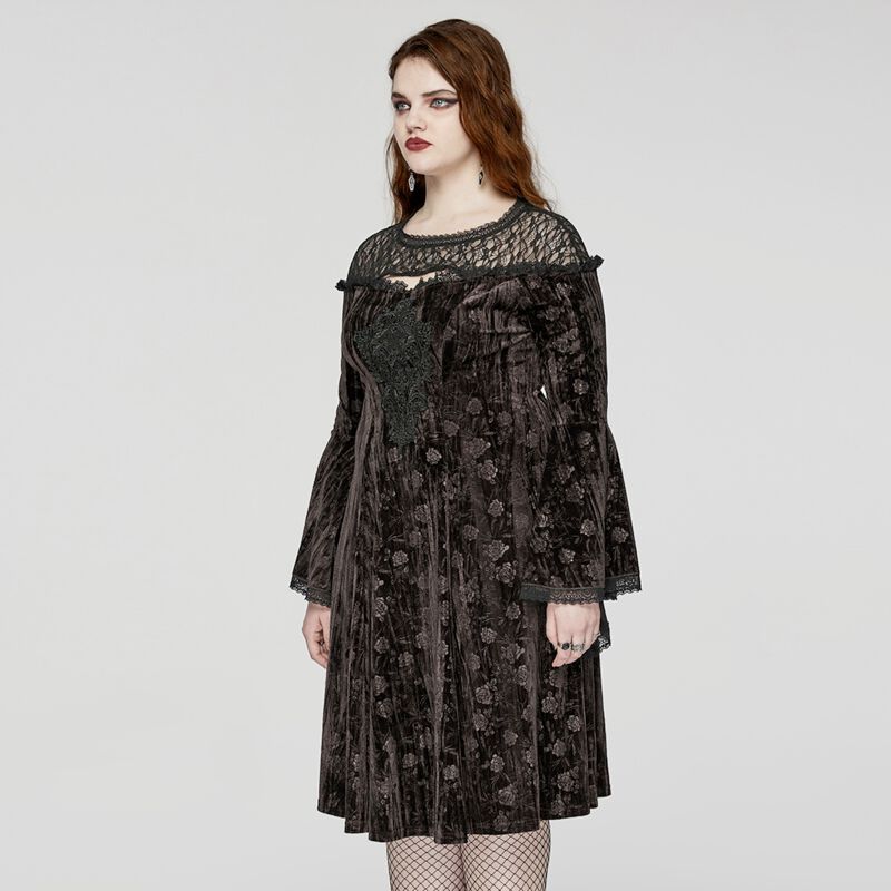 Goth Dark Night Rose Velvet Dress | Punk Rave Mini Dress | EMP