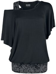 Double-Layer T-Shirt with All-Over Printed Top, Black Premium by EMP, T-Shirt