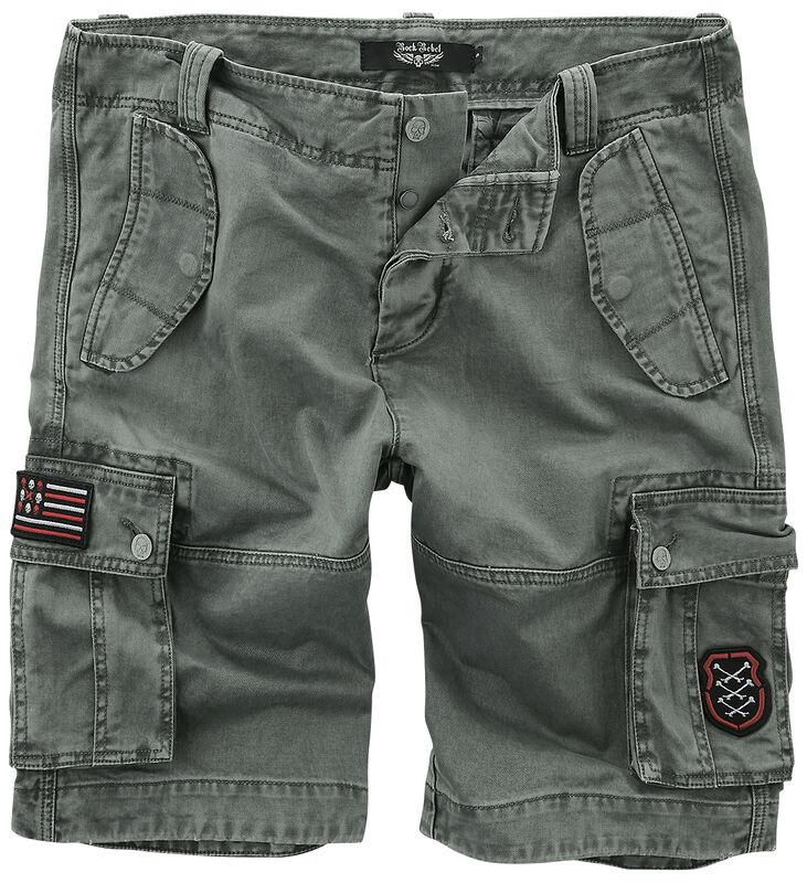 Grey Cargo Shorts with Patches
