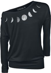 Long-sleeved shirt with phases of the moon, Gothicana by EMP, Long-sleeve Shirt