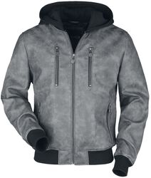 Grey faux-leather jacket, Black Premium by EMP, Between-seasons Jacket