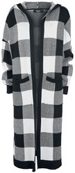 Black/white checkered cardigan with hood, Rock Rebel by EMP, Cardigan