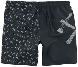 Swimshorts with Runes and Thor's Hammer Print, Black Premium by EMP, Swim Shorts