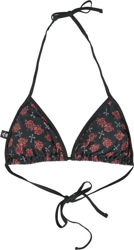 Bikini Top With Cross And Roses Alloverprint