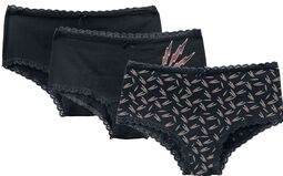 Set of three pairs of underwear with lightning print, EMP Stage Collection, Panty Set
