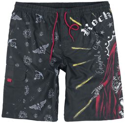 Swim Shorts With Old School Print, Rock Rebel by EMP, Swim Shorts