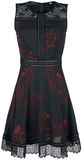 Black Dress with All-Over Print, Studs and Lace Details, Black Premium by EMP, Medium-length dress