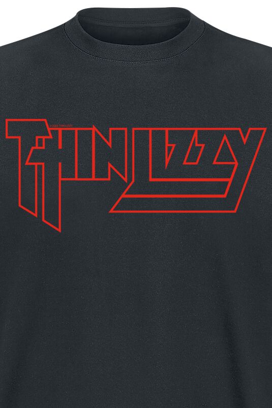 T-shirt Officiel Thin Lizzy 'Life' - Noir, Taille Régulière, 100% Coton, Neuf Avec étiquette
