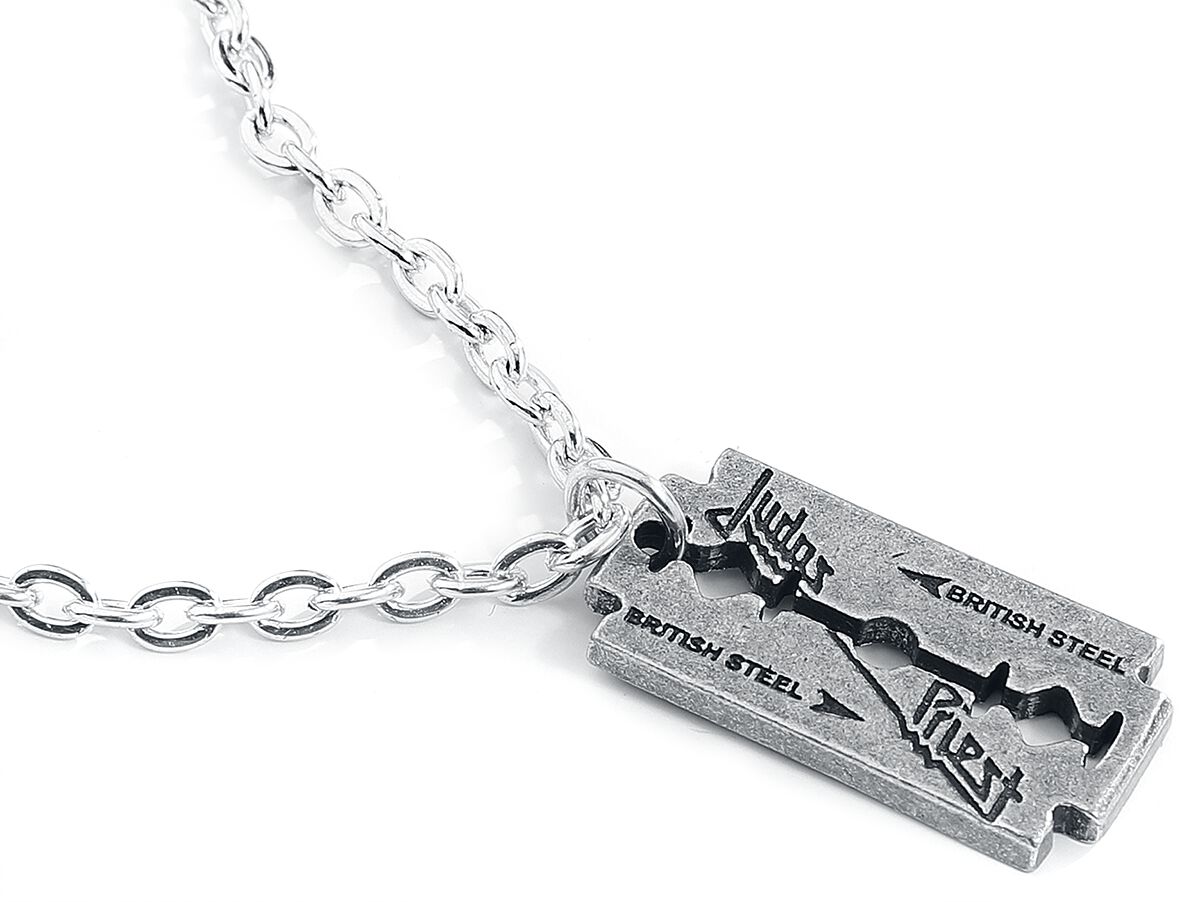 NEW] Judas Priest Stainless Steel Necklace & Rhodium Razor Blade Pendant