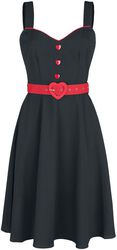 Queen Heart Button Flare Dress, Voodoo Vixen, Medium-length dress