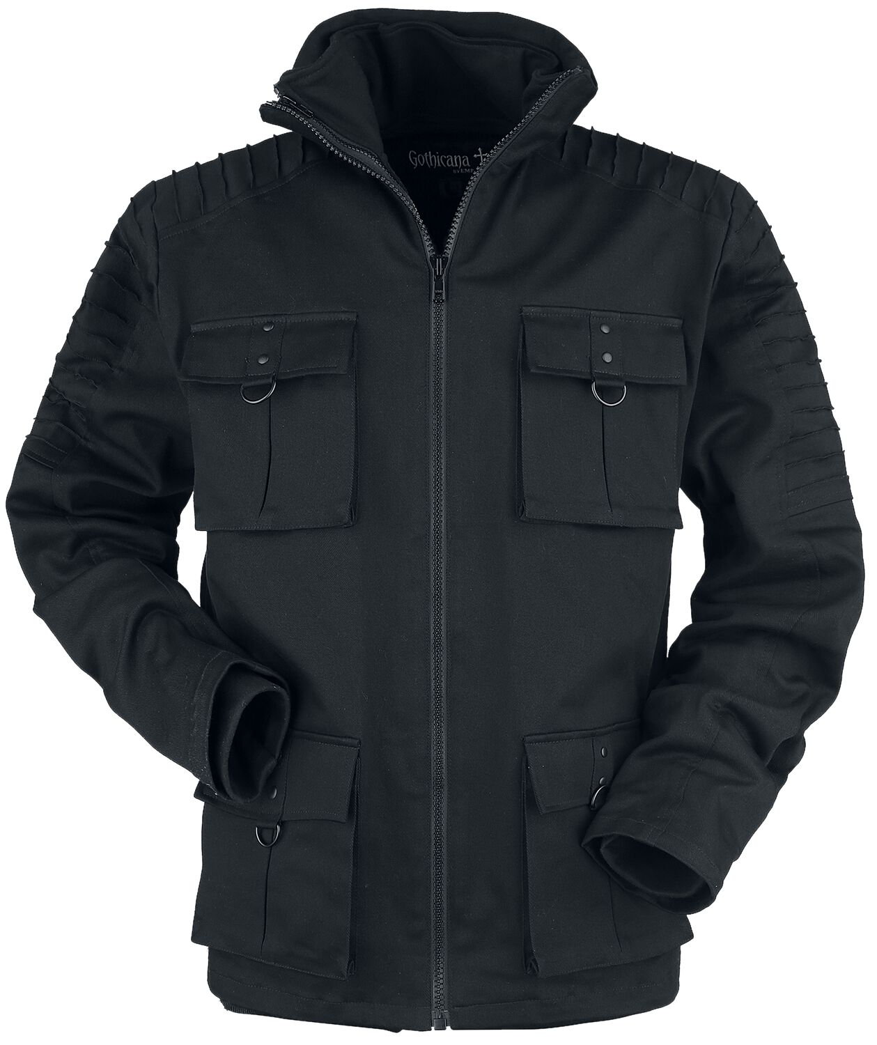 Winter jacket with flap pockets decorative seams Gothicana by EMP