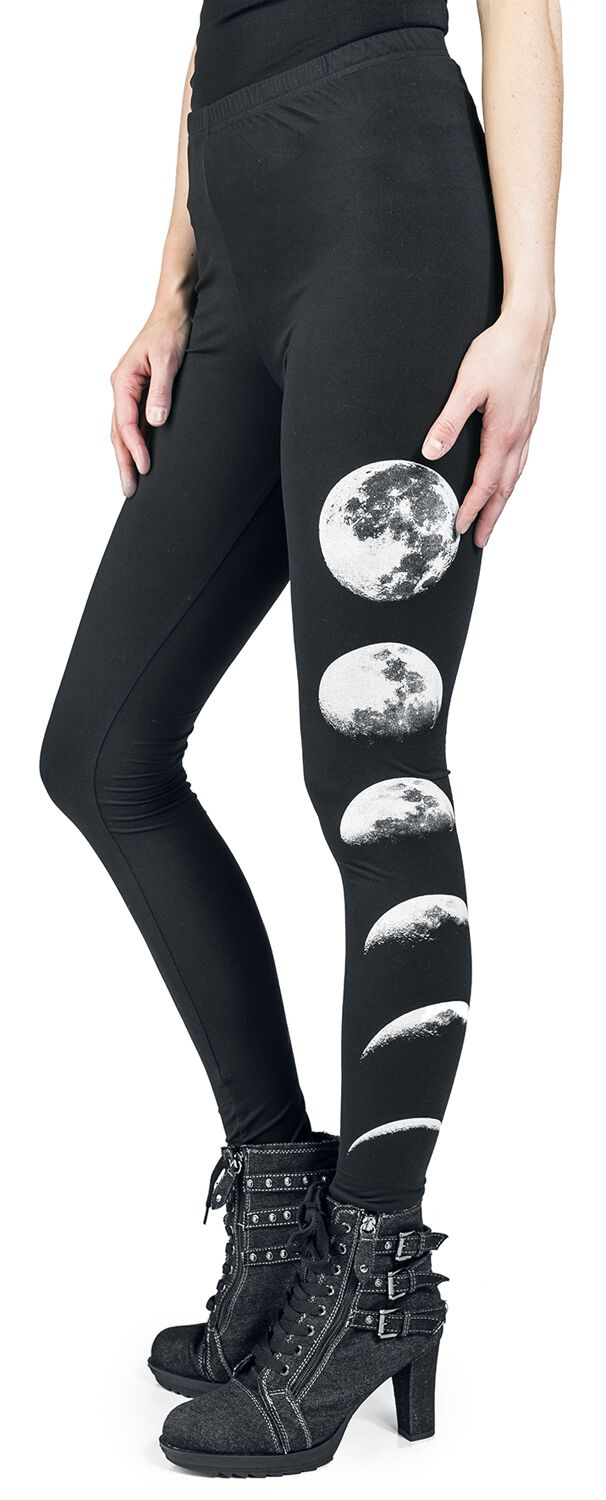 Gothicana by EMP Donna Leggings Neri con Tagli sulla Schiena e Stampa XS
