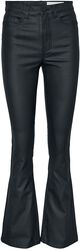 Sallie High Waist Flare Coated Trousers, Noisy May, Imitation Leather Trousers