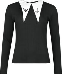 Longsleeve Shirt with White Collar, Gothicana by EMP, Long-sleeve Shirt