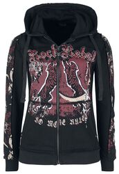 Black Hooded Jacket with Rock Rebel and Tiger Prints
