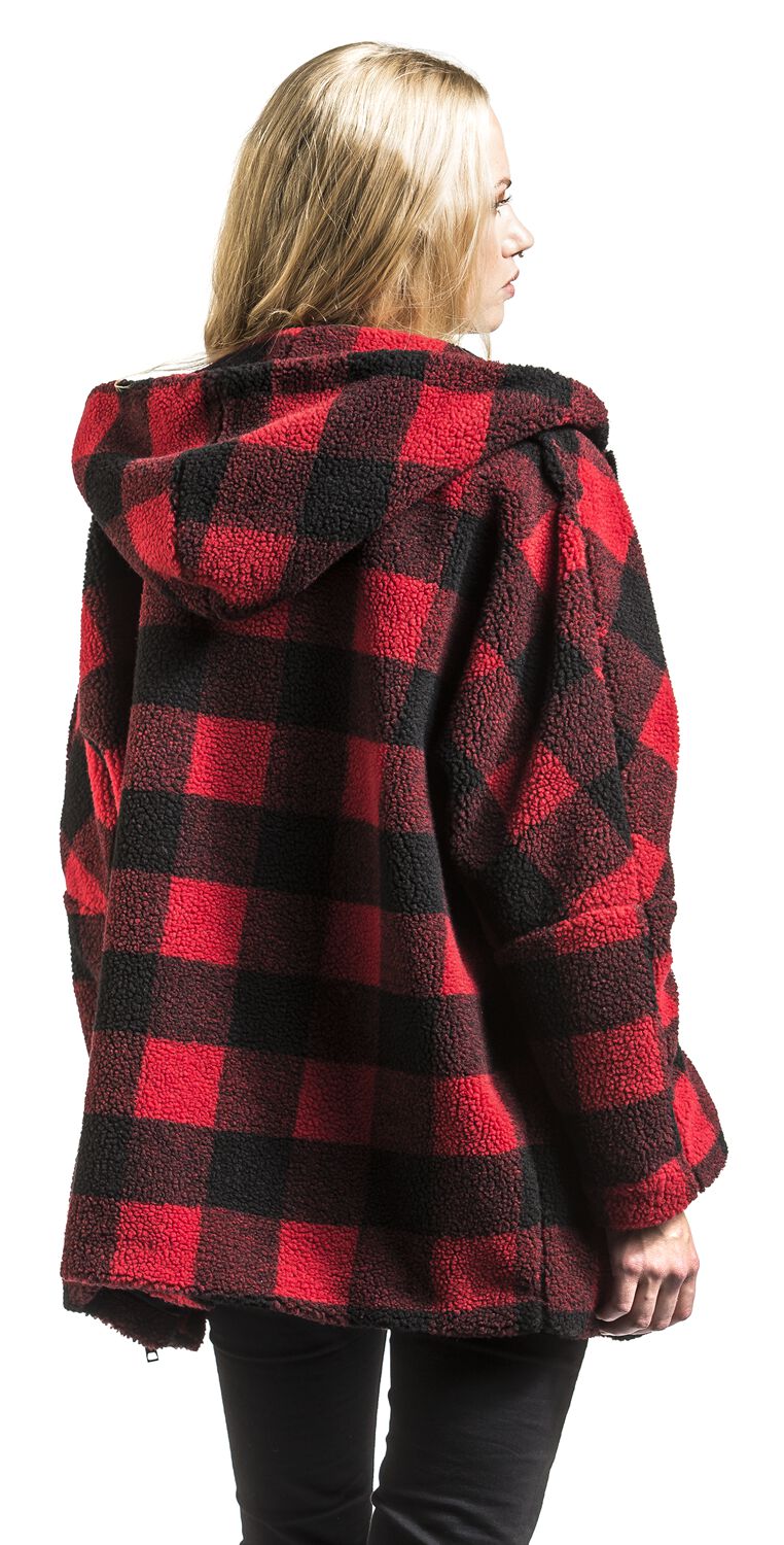 Ladies Hooded Oversized Check Sherpa Jacket | Urban Classics Winter