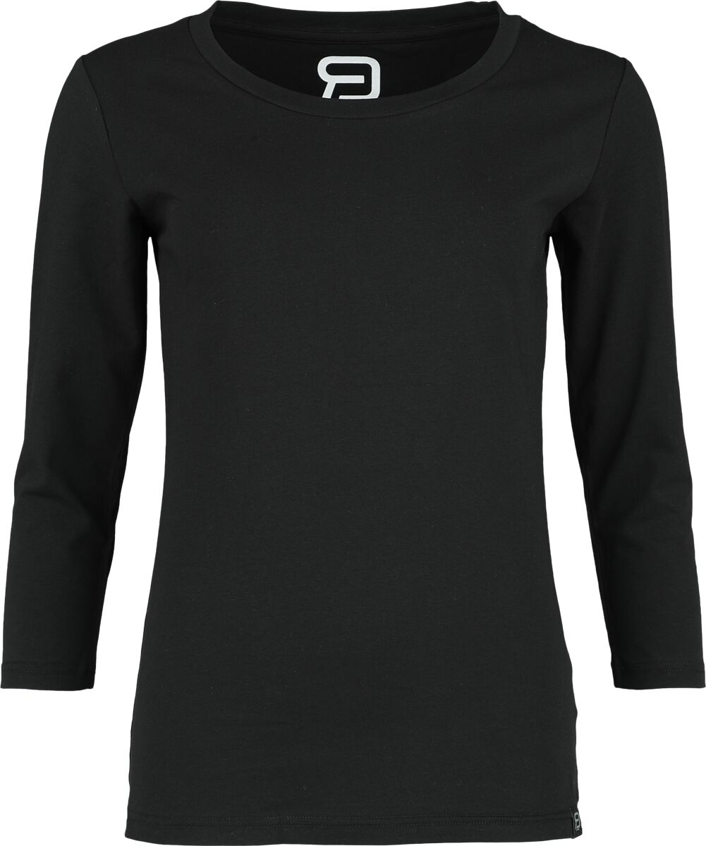 Black Premium by EMP Black Long-Sleeve Shirt with Waterfall Neckline Shirt met lange mouwen zwart XXL