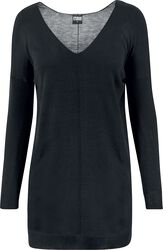 Ladies Fine Knit Oversize V-Neck Sweater, Urban Classics, Sweatshirt