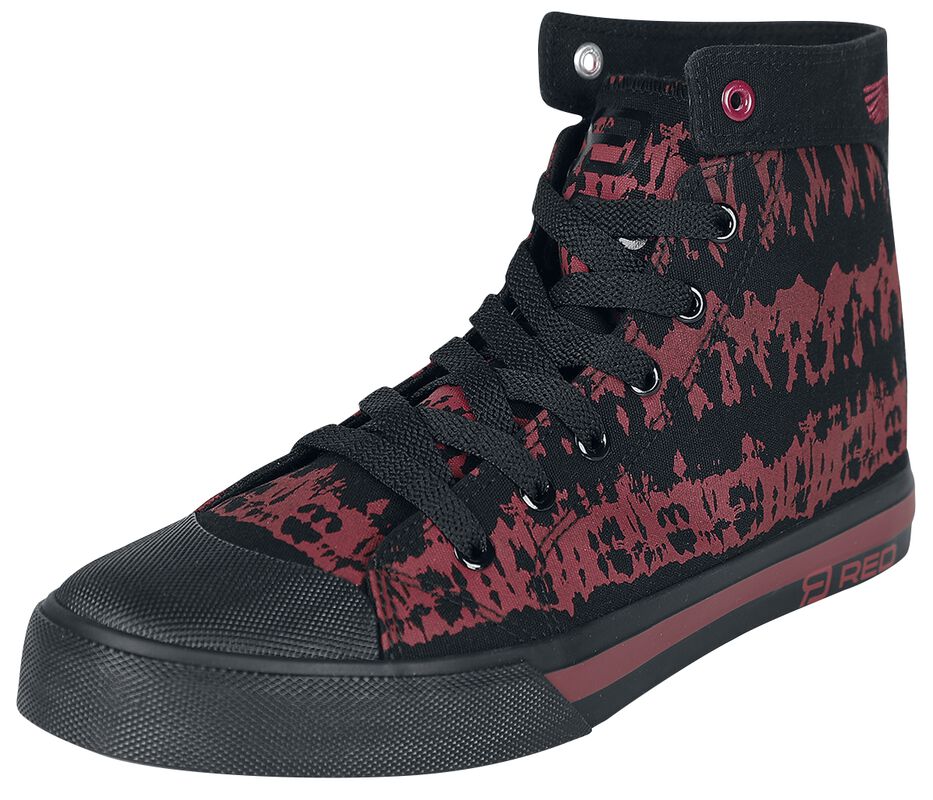 Red/Black Batik-Look Sneakers