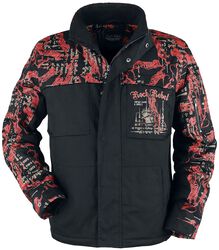 Between-Seasons Jacket with Bold Red Print