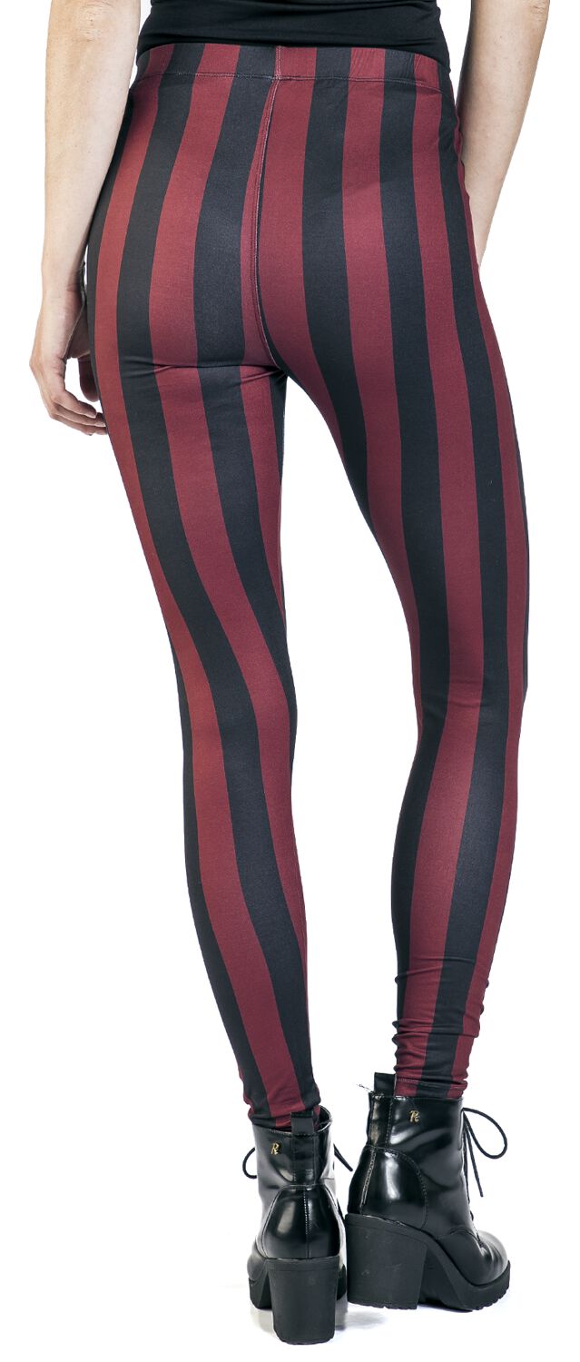 Black/Red Striped Leggings Gothicana by EMP Leggings EMP