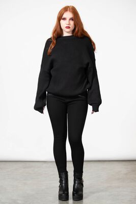 "Belinda II Knit Jumper" Knitted Jumper black by Killstar, view 1