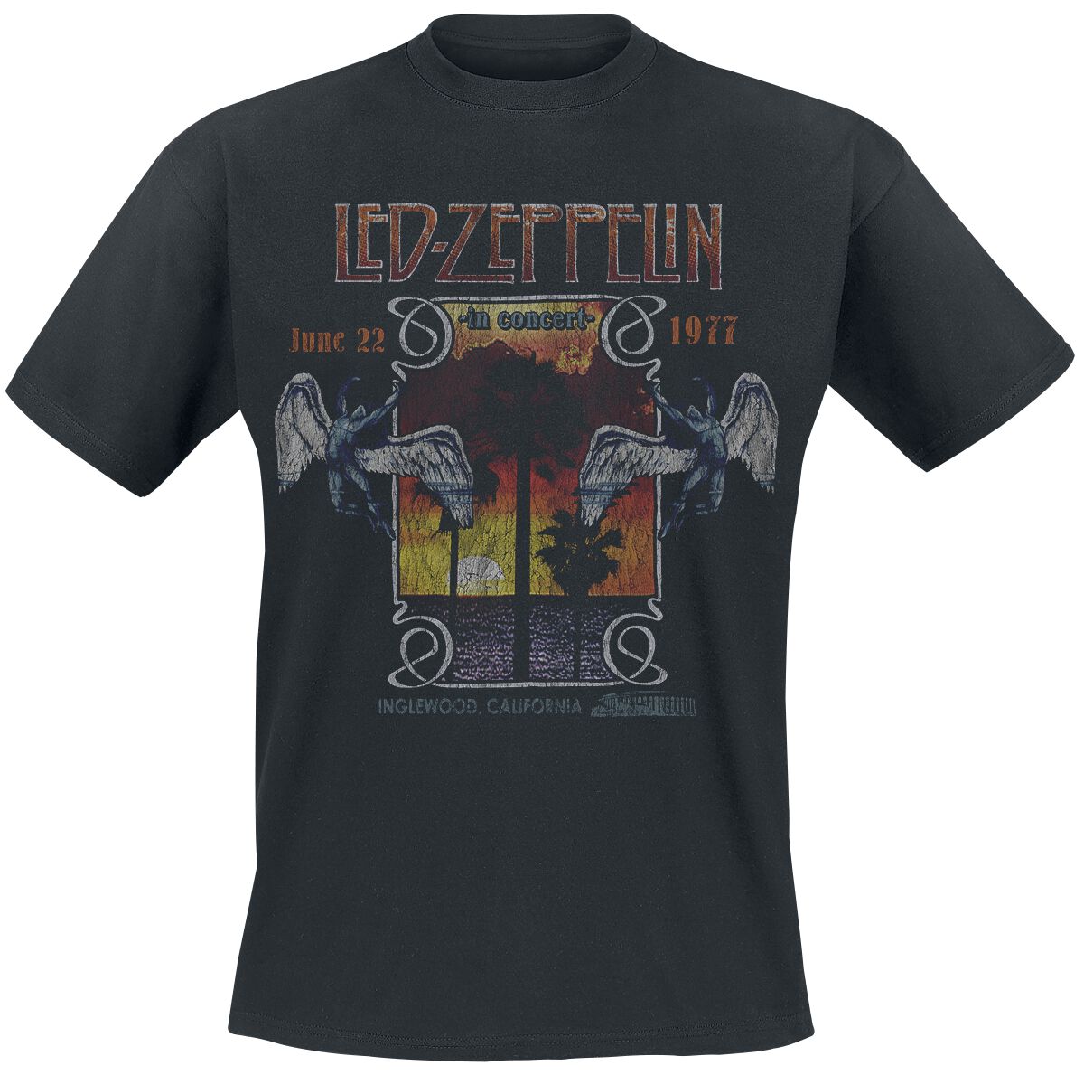 T-shirt Officiel Led Zeppelin 'Inglewood' - Coton Doux, Coupe Unisex - Tailles XXS à XXL - Noir