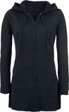 Ladies Knitted Long Zip Hoody, Black Premium by EMP, Cardigan