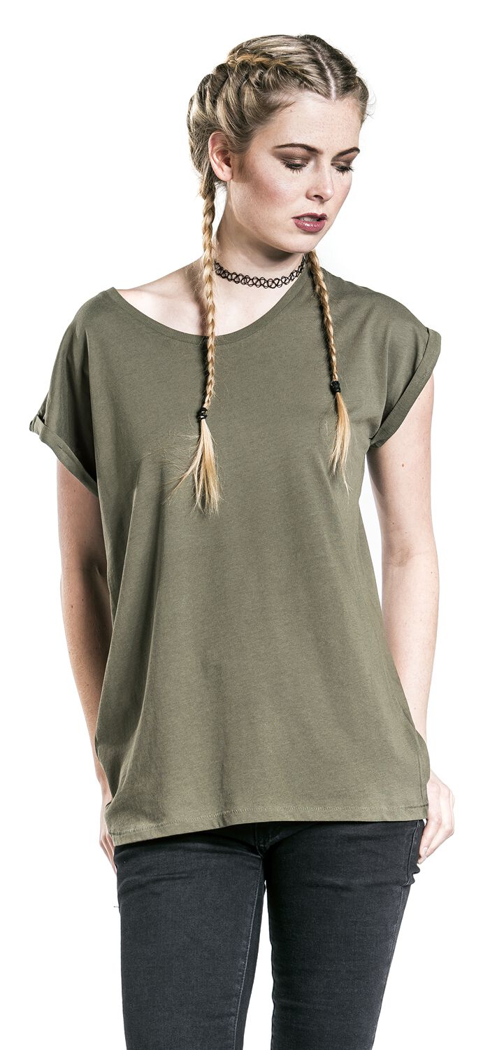 WASHED EXTENDED SHOULDER KNIT T-SHIRT
