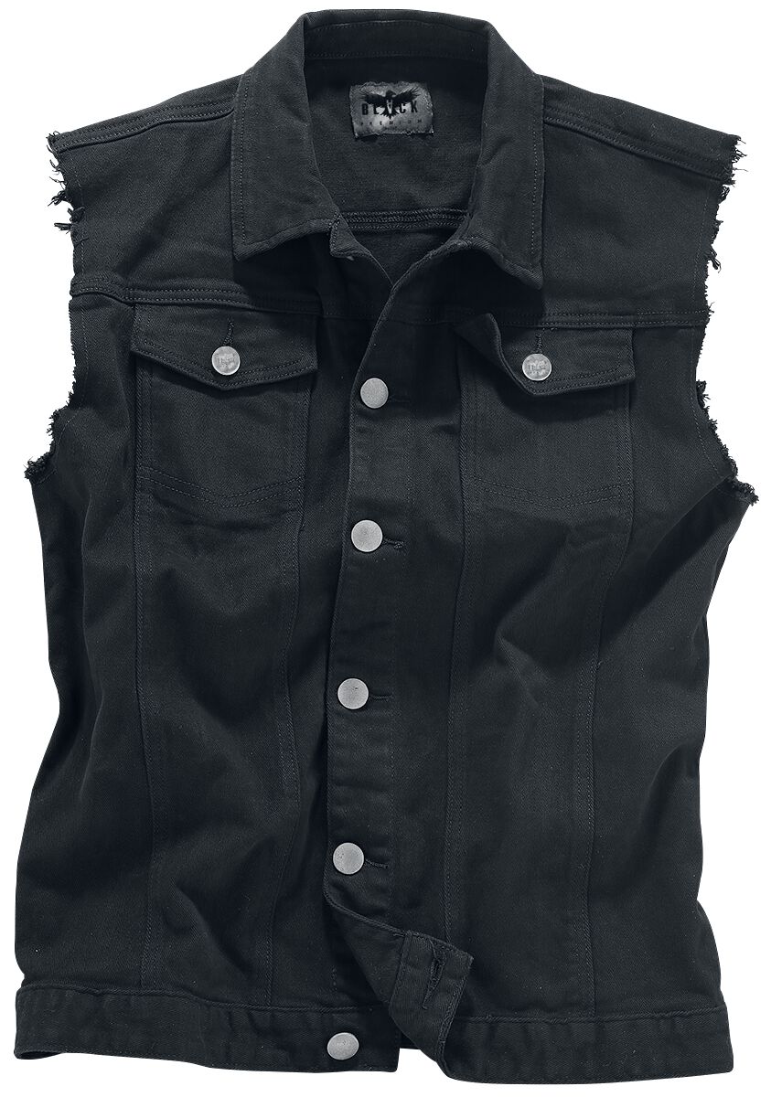 Black Denim Men's White Sleeveless Denim Jacket Black Denim