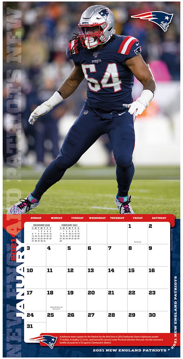 New England Patriots 21 Calendar Nfl Wall Calendar Emp