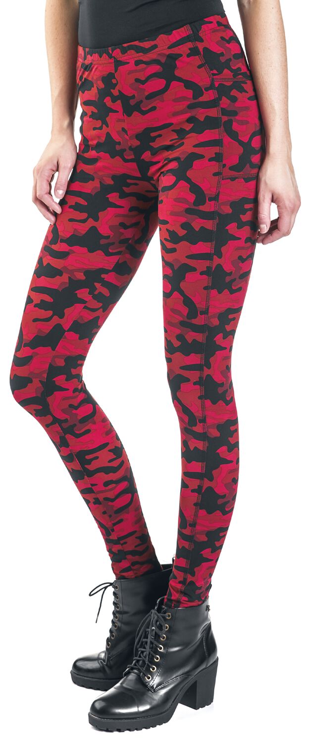 Red Camo Leggings with Side Pockets, Rock Rebel by EMP Leggings