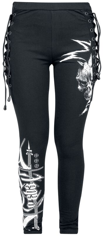 Leggings With Skull Print And Lacing