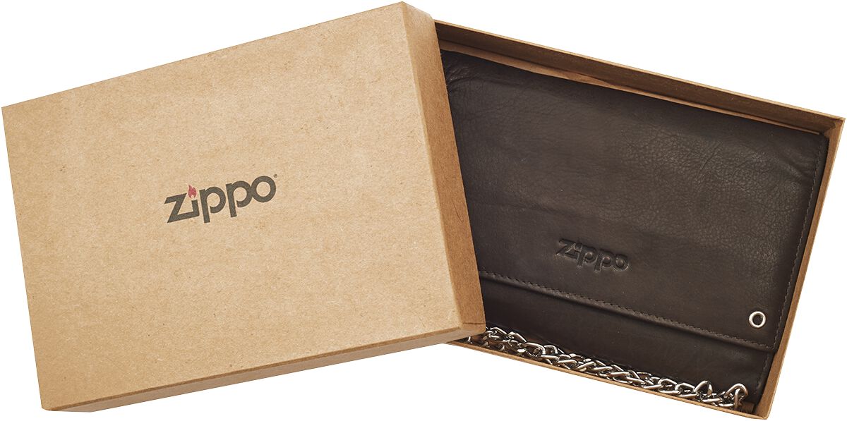 Portefeuille Zippo En Cuir Marron Pour Femme - Style Livre Fermé Par Zip