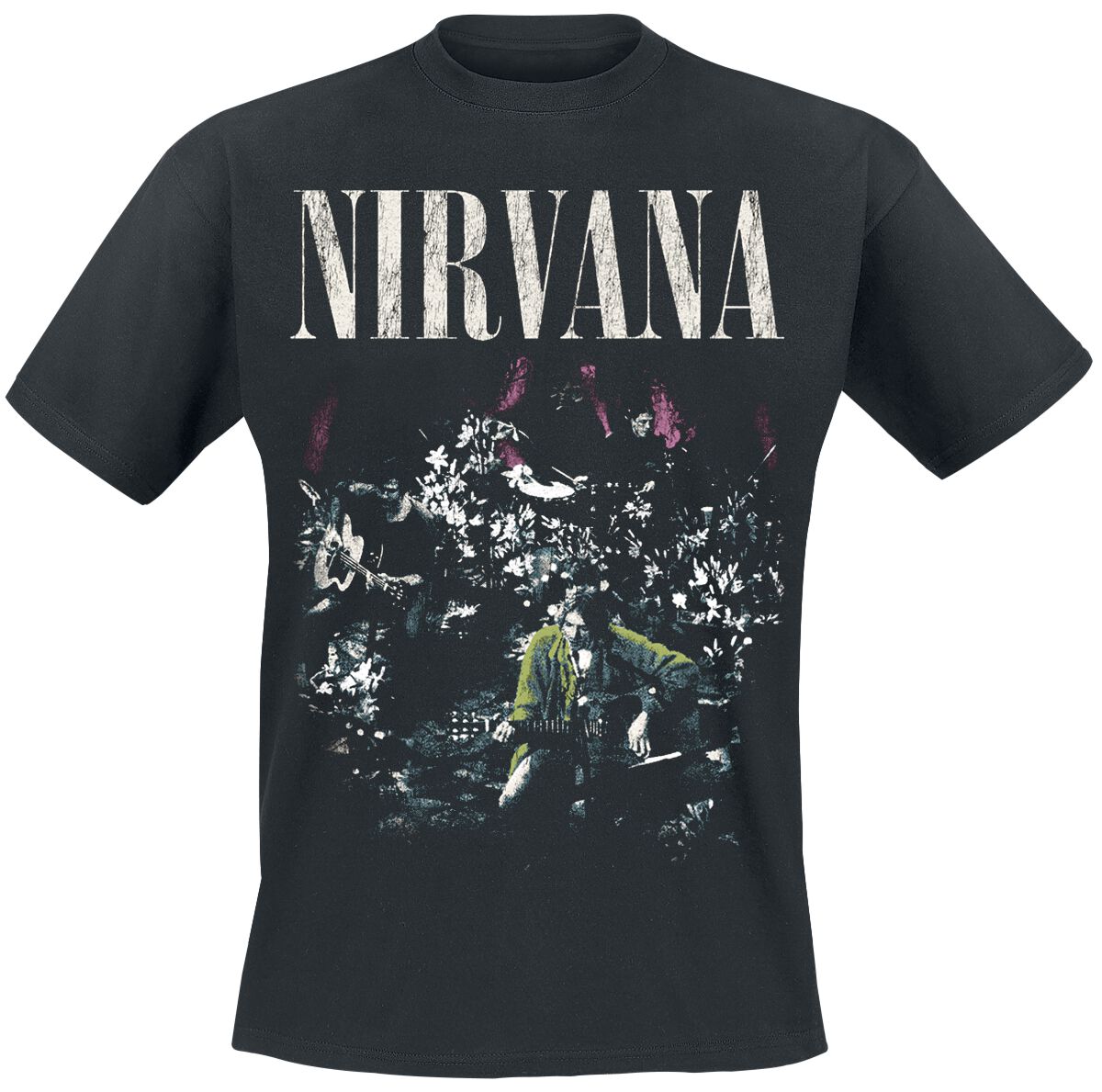 T-shirt Homme Nirvana Unplugged - Photo Officielle - 100% Coton Noir - Neuf Avec étiquettes - Marque Bitcruncher