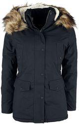 Navy Fur Hoodie Long Coat