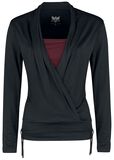 Long sleeve shirt in wrap-around design, Black Premium by EMP, Long-sleeve Shirt