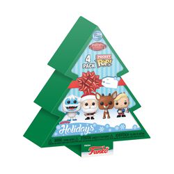 Rudolph the Red-Nosed Reindeer Happy Holidays Tree Box set of four Pocket Pop!, Rudolph the Red-Nosed Reindeer, Funko Pocket Pop!