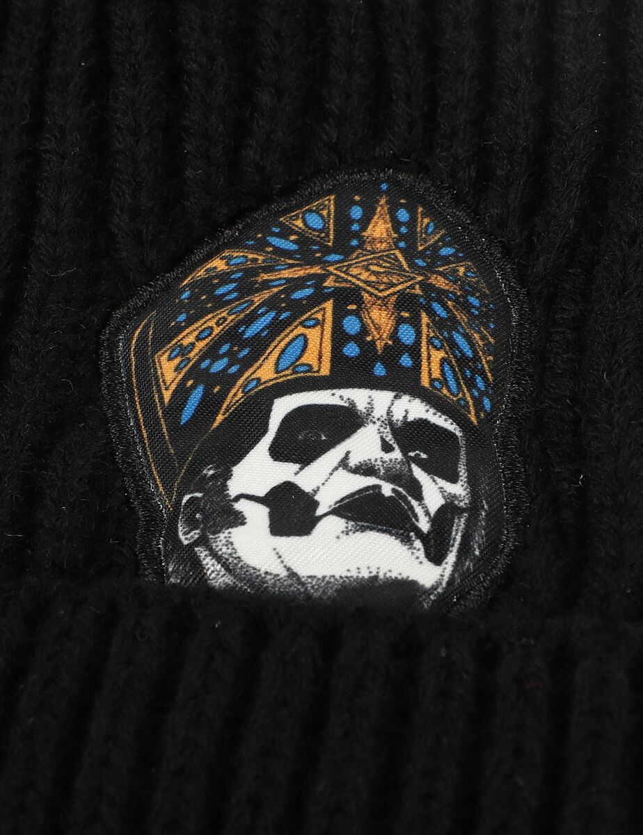 AES 8" Black POW MIA Beanie Hat – Embroidered Barbed Wire & Skull, Adjustable, Cotton Blend