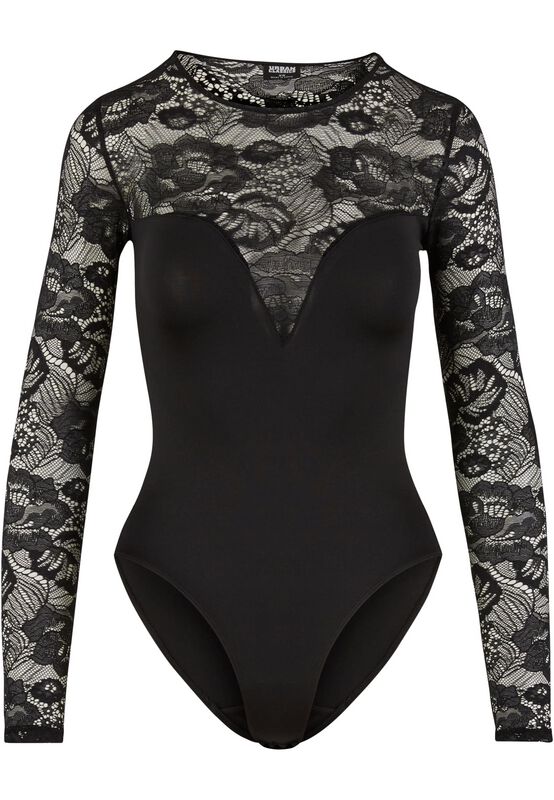 Urban Classics Urban Classics - Flock Lace Bodysuit - Doorschijnende to