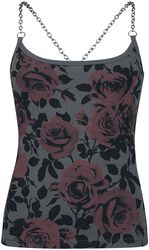 Top with chain straps and rose print, Rock Rebel by EMP, Top