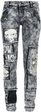 Skarlett - Grey Jeans with Intense Wash, Prints and Patches, Rock Rebel by EMP, Jeans