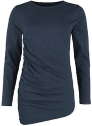 Gathered long-sleeved shirt, Black Premium by EMP, Long-sleeve Shirt