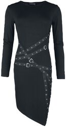 Dress with straps, eyelets and buckles, Gothicana by EMP, Short dress