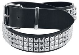 Black Three-Row Studded Belt, Black Premium by EMP, Belt