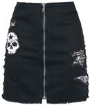 Skull Denim Skirt, Rock Rebel by EMP, Short skirt