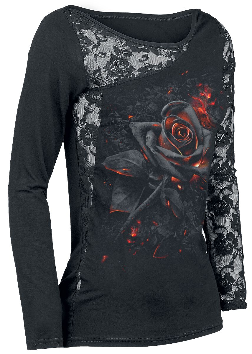 Spiral Razor Back Long Sleeve T-Shirt - Black Mecha Dragon Graphic Tee